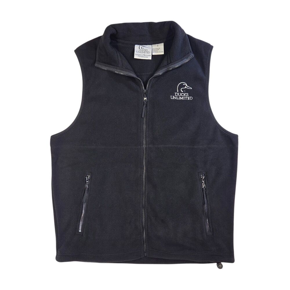 Ducks Unlimited Classic Vest Black Fleece Full Zip Men's M Duck Hunting Outdoor